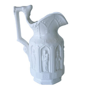 Vintage Lego White Ceramic Pitcher #3334 Greek Apostles, Gothic, made in Japan